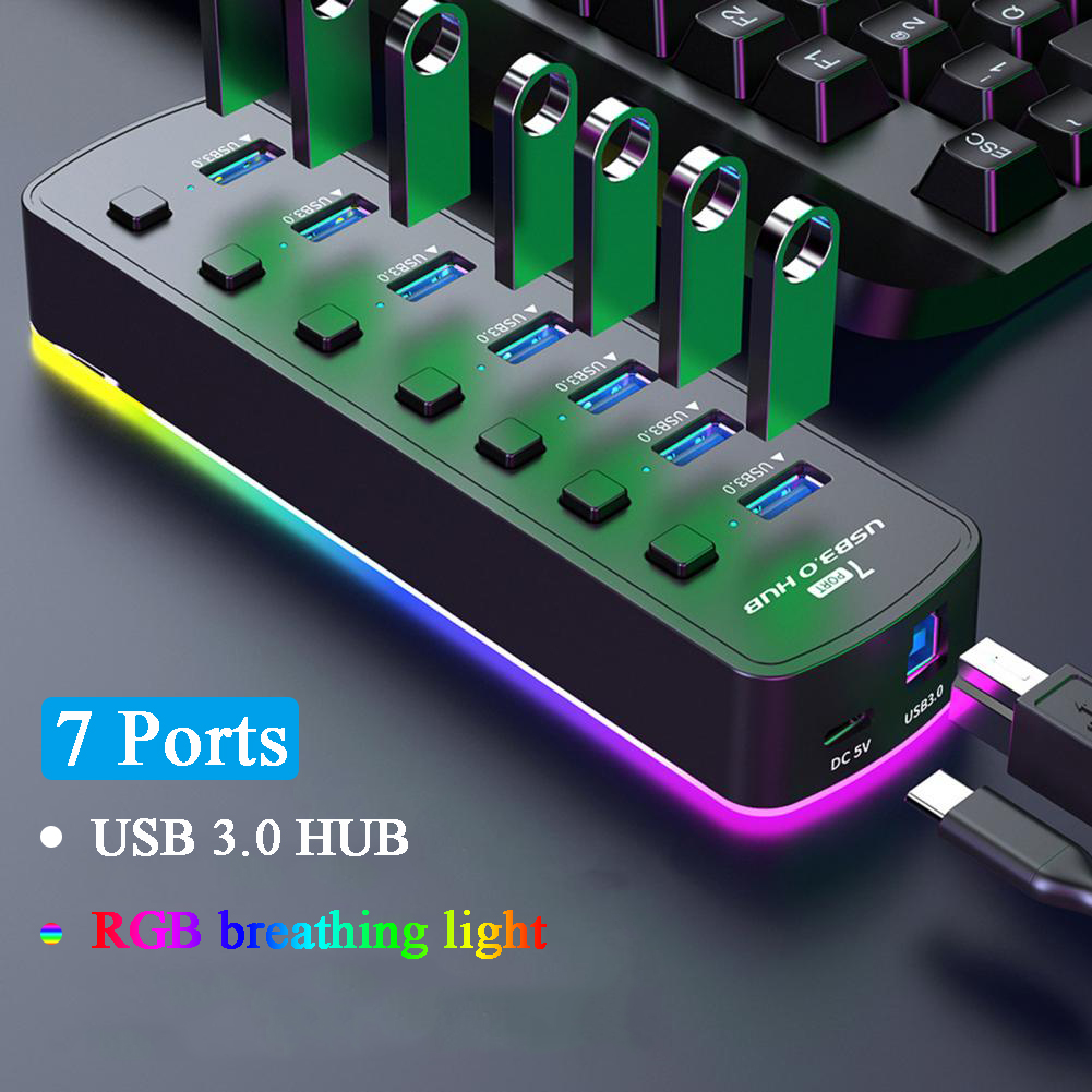 Esports Gaming Splitter - RGB USB 3.0 Hub 7 Ports