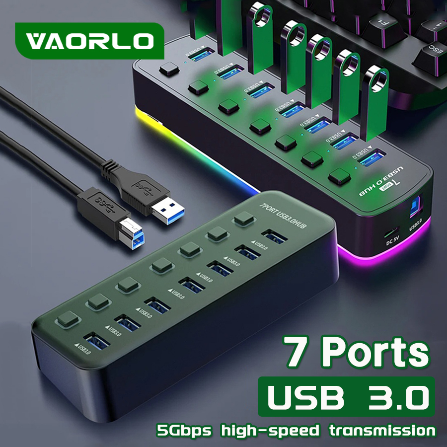 RGB USB 3.0 Hub 7 Ports Data P - Esports Gaming Splitter recension och pris