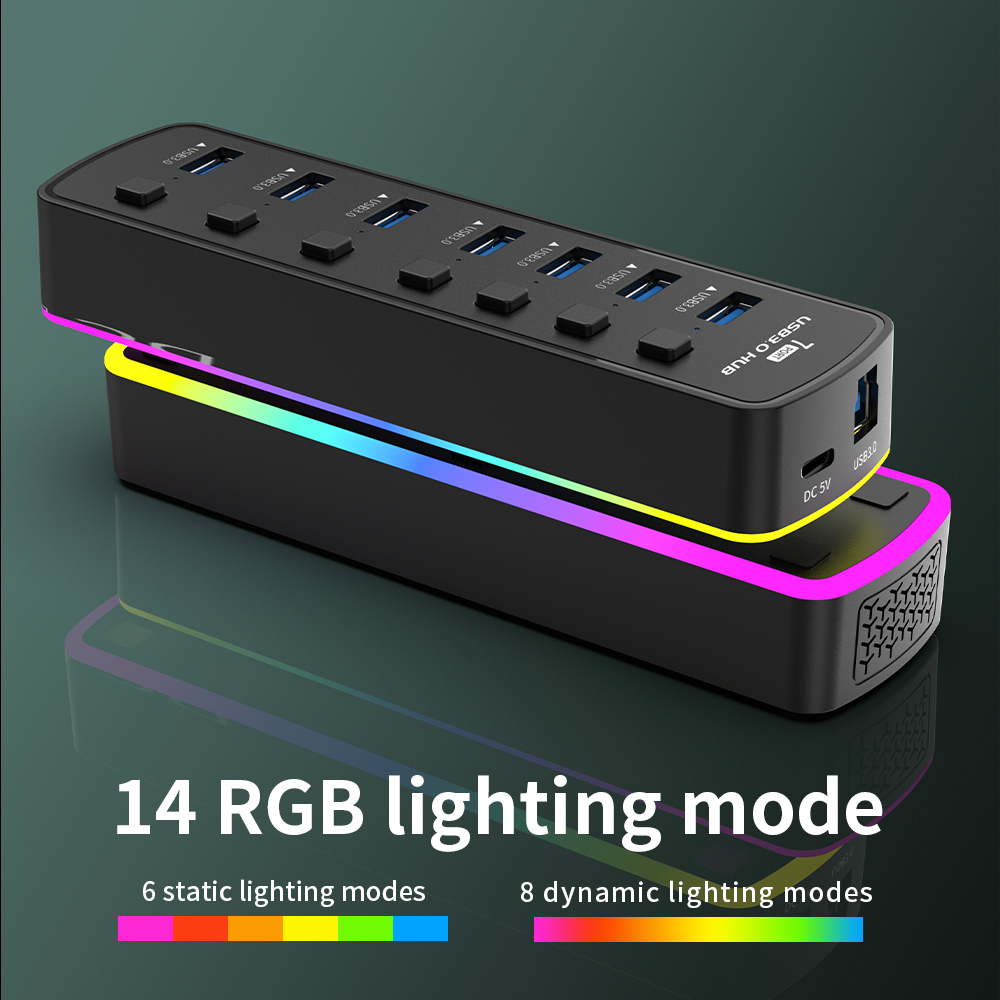 RGB USB 3.0 Hub 7 Ports Data P - Esports Gaming Splitter recension och pris