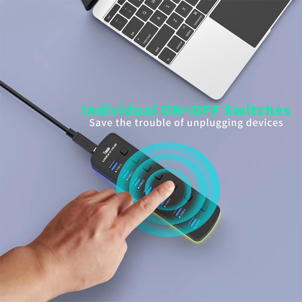 RGB USB 3.0 Hub 7 Ports Data P - Esports Gaming Splitter recension och pris