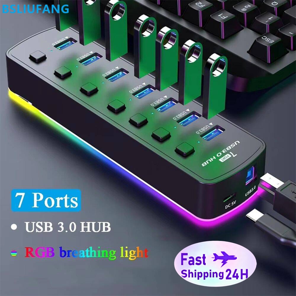 RGB USB 3.0 Hub 7 Ports Data P - Esports Gaming Splitter recension och pris